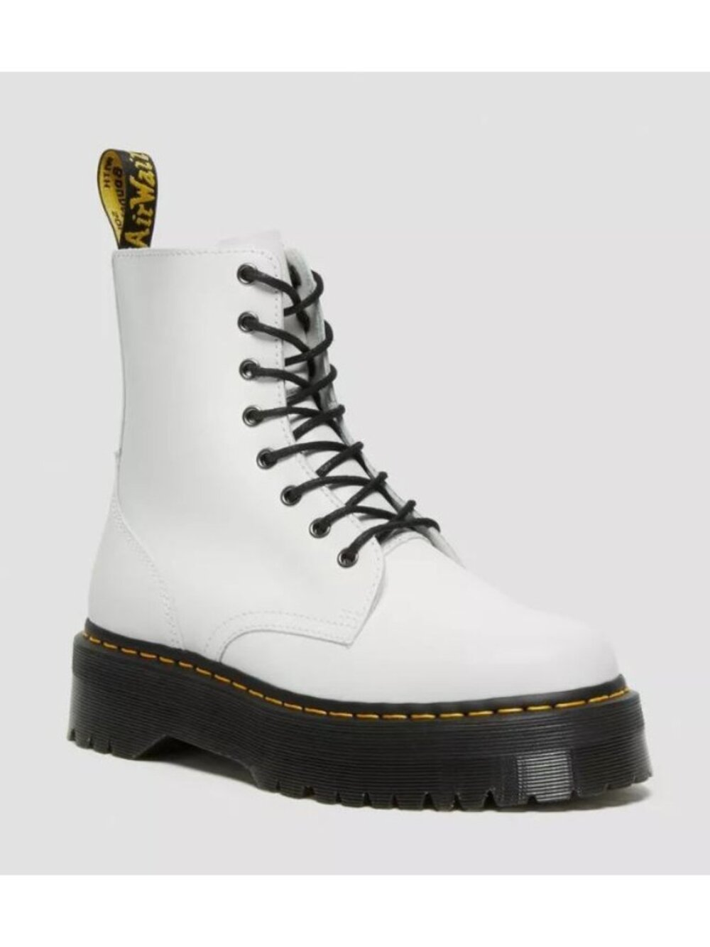 Doc Dr Martens Jadon White Smooth Leather Platform Lace Up Combat Boots 37 US 6